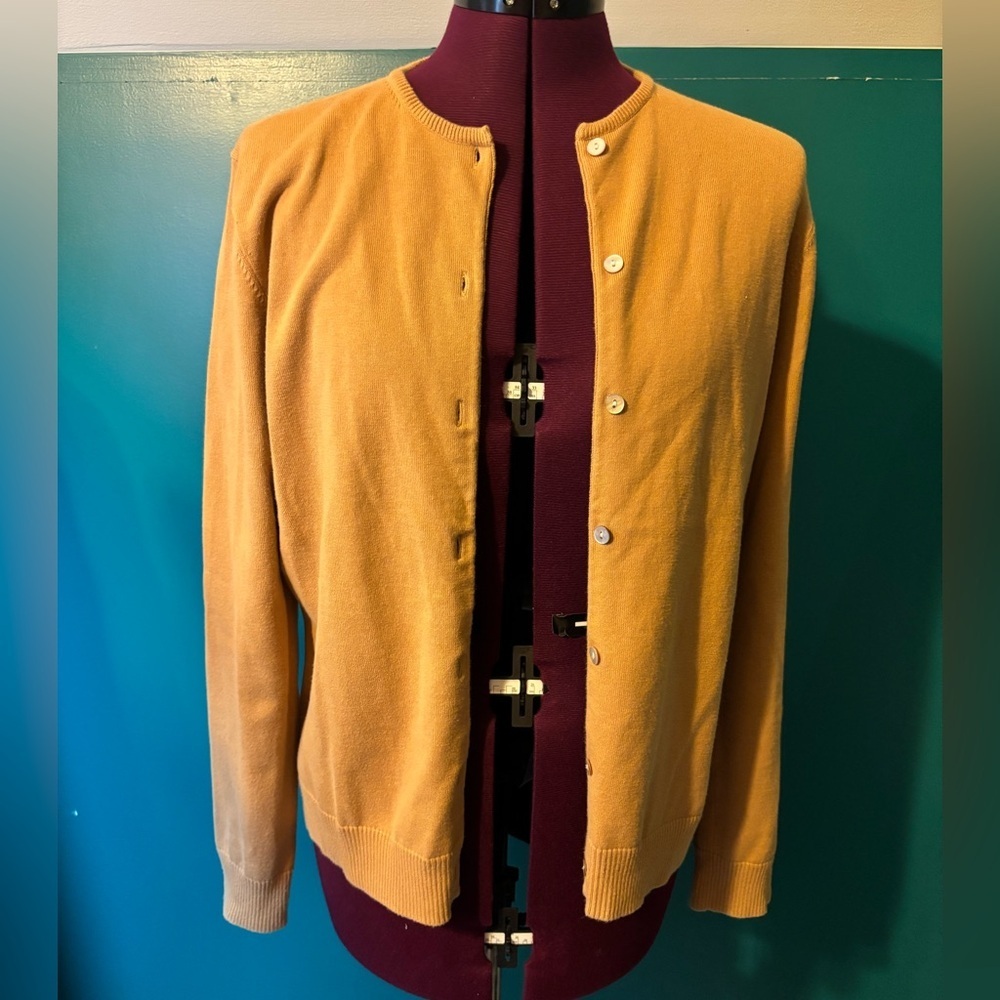 Lands' End Tannish Yellow Cardigan